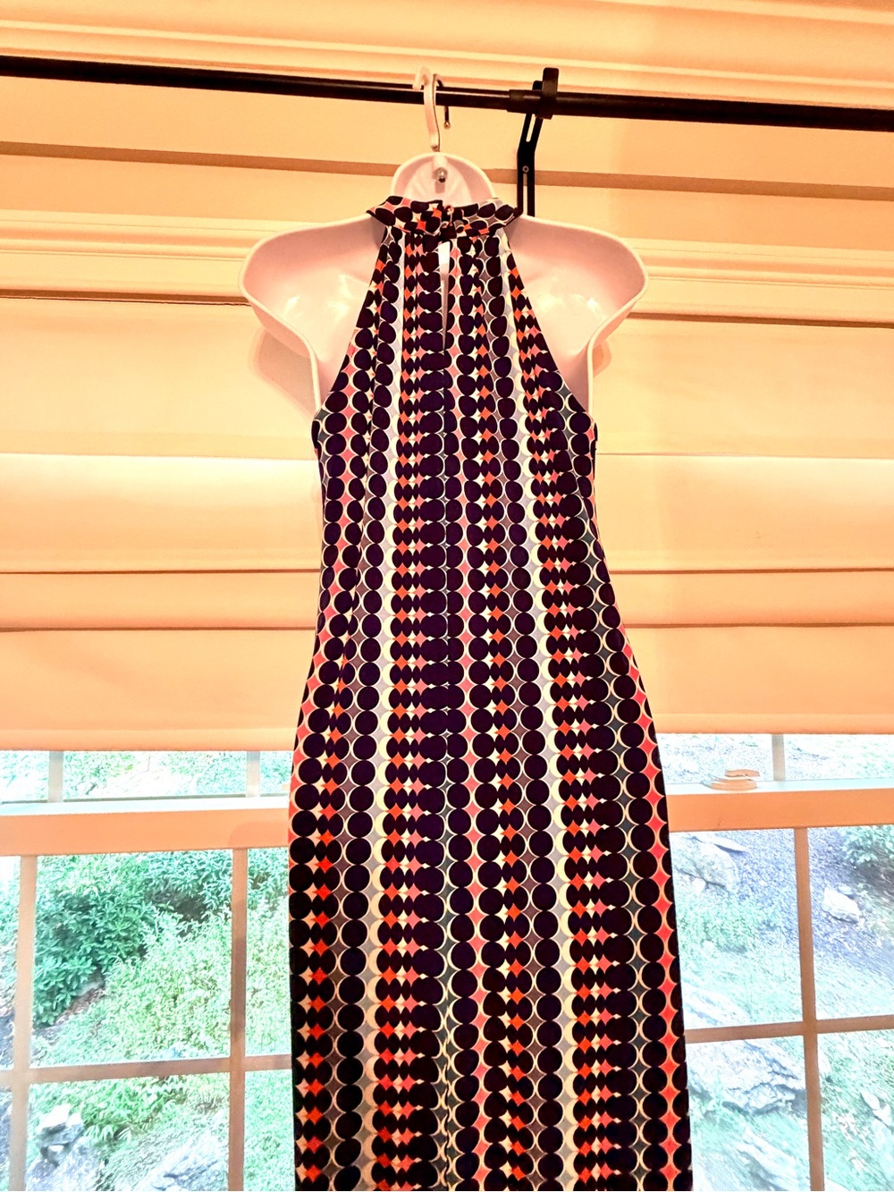Bar III Navy Maxi Dress Navy and Orange Geometric Print - Picture 2 of 6